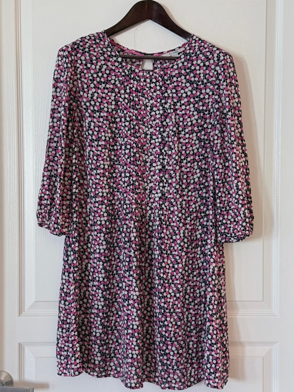Boden Pink, Black & White Dot Casual Shift Dress